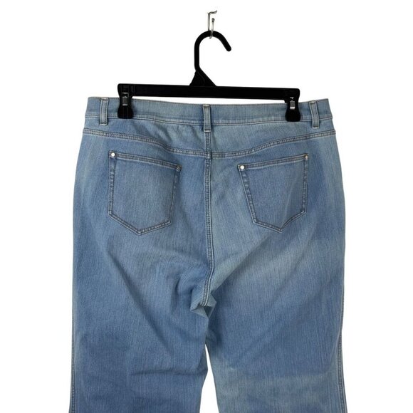 Lafayette 148 Light Wash Blue Denim Jeans Cropped Wide Leg Size 12 GUC READ - Picture 4 of 11